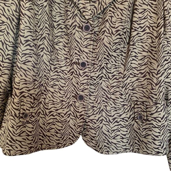 RQT Zebra Print Blazer Womens Size 16 Green Lined Long Sleeve Suit Jacket Office - Picture 3 of 8